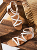 Women's Gladiator Thong Sandal Fashion&Casual White Strappy Flat Sandals With Back Zipper