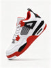 Men's White Black Red Mid Top Retro 4 Basketball Sneakers, Air Cushion Fashion Streetwear Athletic Shoes